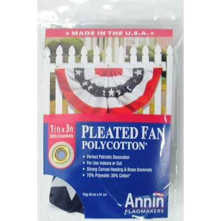 ANNIN FLAGMAKERS 483125 US Pleated Fan, 18x36 In.