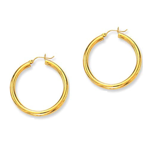 JewelStop 14K Yellow Gold Hoop Earrings - 4x40mm, (3/16 Inches x 1 9/16 Inches)