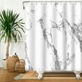 thumbnail image 2 of 72x84 Inches Gray and White Marble Shower Curtain Abstract Marble Texture Modern Luxury Art Shower Curtains for Bathroom Decor Polyester Fabric Bath Curtain Waterproof with Hooks, 2 of 6