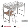 thumbnail image 6 of Bellemave Twin Loft Bed with Desk and Storage Shelf, Twin Size Metal Loft Bed Frame for Kids, Students, Teens, Multi Functional Metal Bed Frame, No Box Spring Needed, Silver, 6 of 10