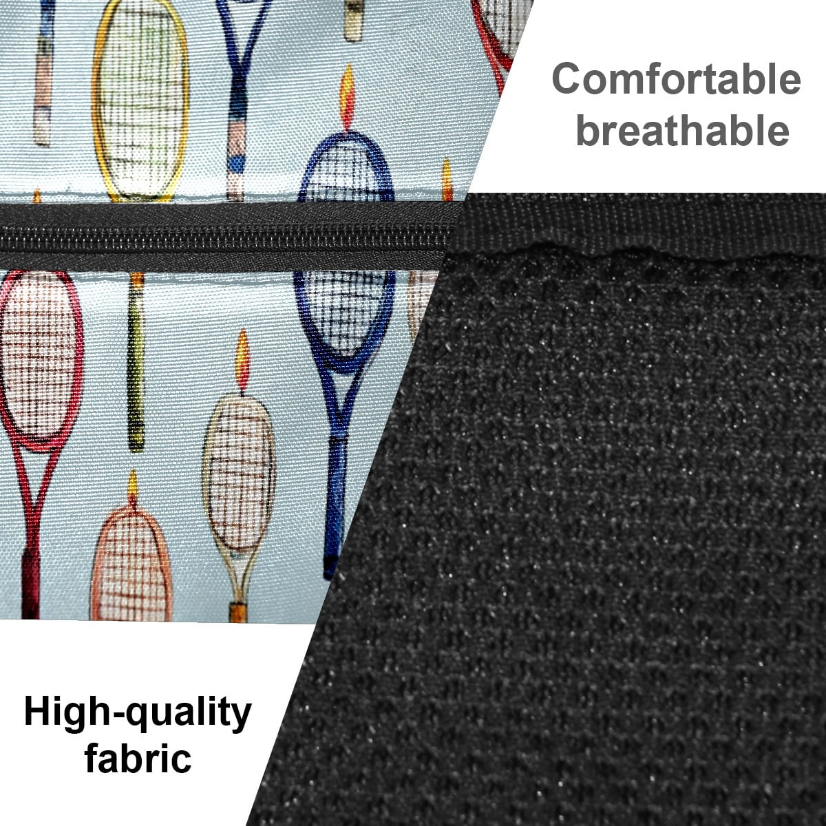 Pickleball Bag with Padded Back, Light Blue Tennis Rackets Multi-Compartment Paddle Backpack, Lightweight Nylon Sports Bag for Men & Women