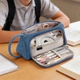 thumbnail image 4 of Large Capacity Pencil Case 8.2 Inch, Multi Compartment Zipper Pen Pouch for Office Supplies Art Tools Stationery, Blue, 4 of 7