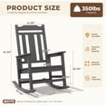 thumbnail image 3 of SERWALL Oversized Outdoor Rocking Chairs Set of 2 for Adults, HDPE All Weather Patio Rockers for Porch Garden Lawn, Grey, 3 of 10