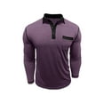 thumbnail image 3 of YYDGH Mens Long Sleeve Polo Shirts Casual Moisture Wicking Golf Polo Shirts Lapel Button Casual Tops with Pockets Purple L, 3 of 5