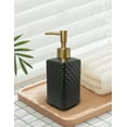 thumbnail image 3 of ABCISI Soap Dispenser, Retro Black Square Lotion Dispenser, Refillable Countertop Ceramic Hand Soap Dispenser, Dish Soap Dispenser for Kitchen 350ml(Relief Black Square Bottle), 3 of 12