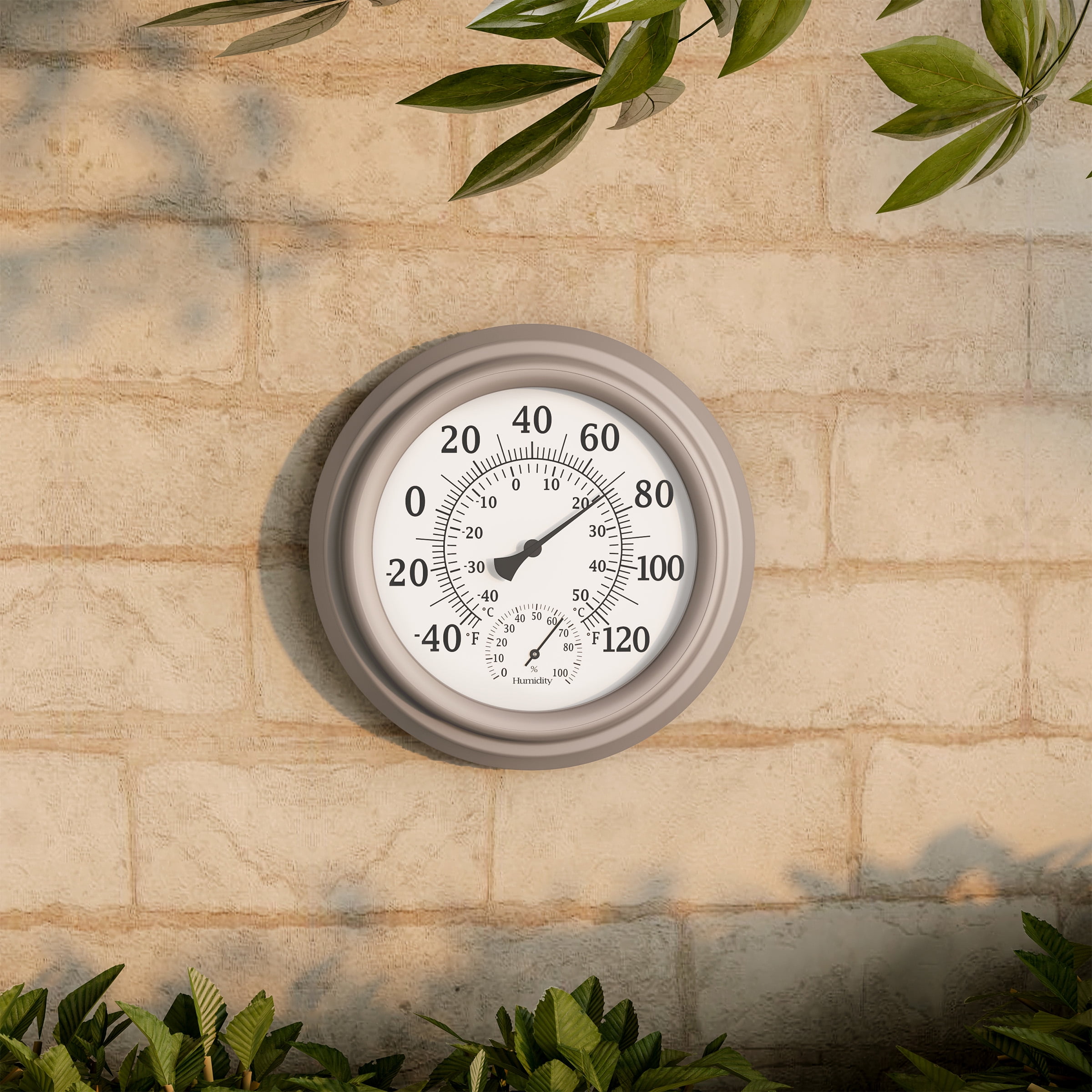 Pure Garden 8-inch Indoor/Outdoor Wall Thermometer and Hygrometer (Silver) 8"x2"