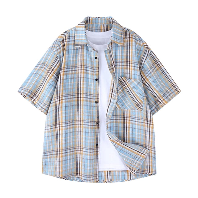 Birdeem Shirts for Men Mens Summer Button Lapel Top