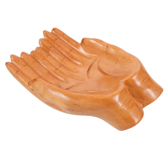 OULII Wooden Hand Shaped Decorative Bowl Beige Multi Functional Candy Fruit Bowl