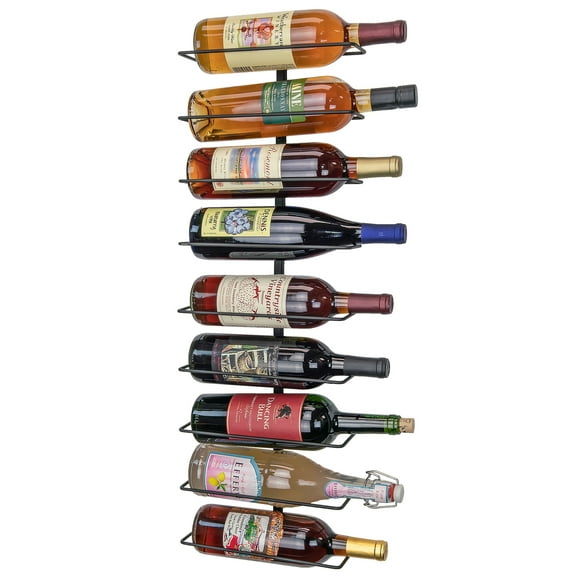 Southern Homewares Wall Mount Wine Bottle Storage Rack, Holds up to 9 Bottles