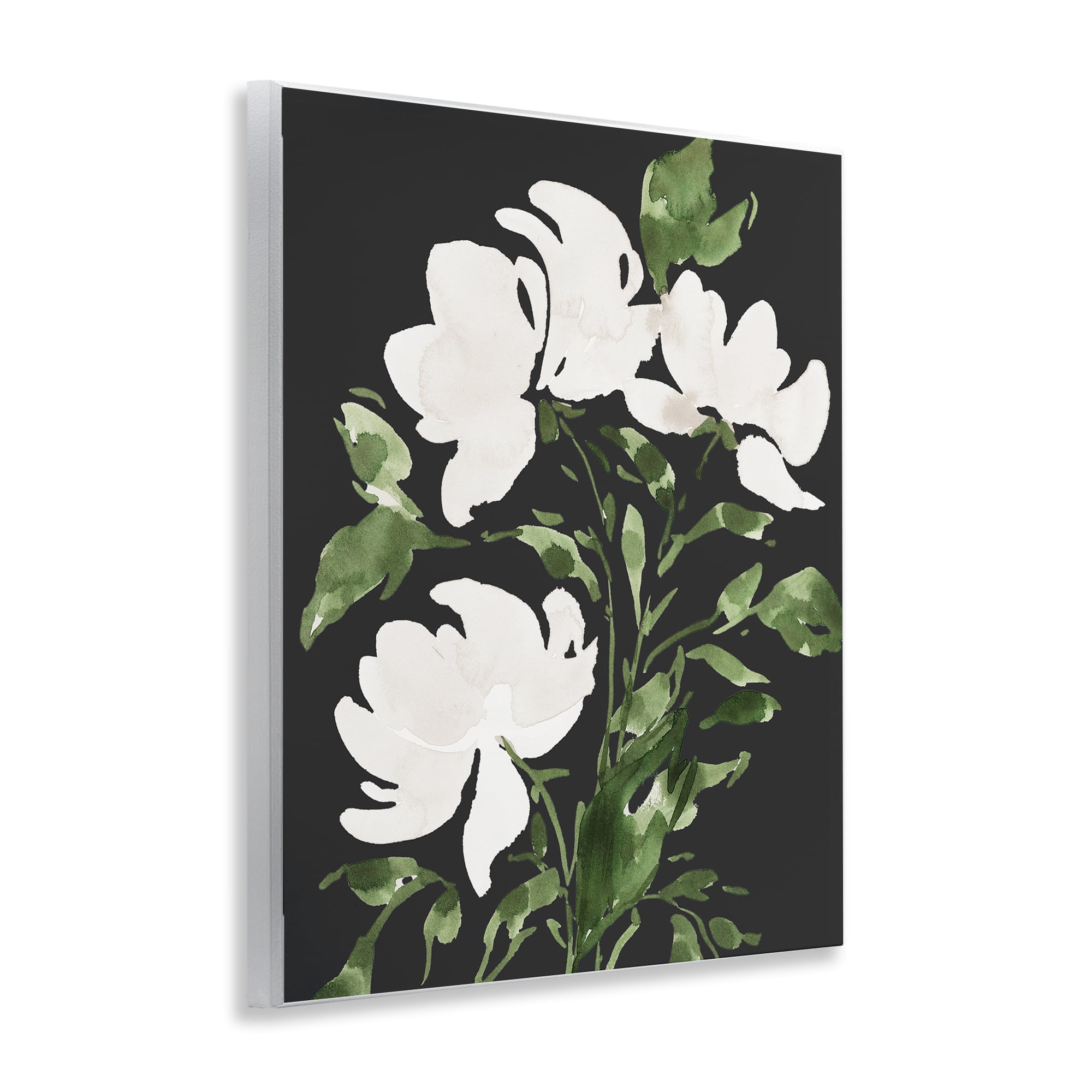Stupell Industries White Over Black Floral Wall Plaque Art, design by Lucille Price