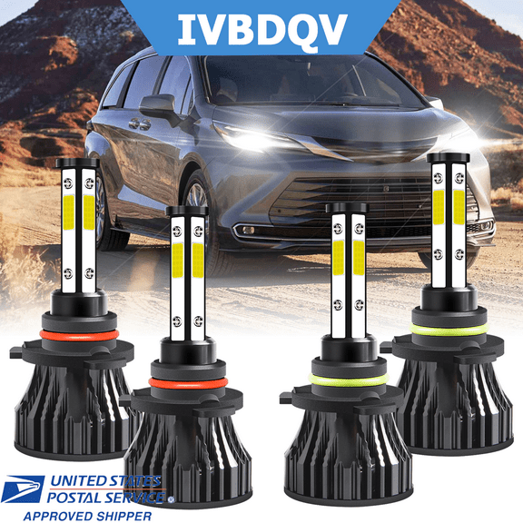For Toyota Sienna 2004-2010 LED Headlight Bulbs 9005 9006 High Low Beam Kit 4Pcs