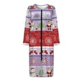 thumbnail image 3 of Yuyamidu Santa Claus Zipper Bathrobes for Women Long Robes Plus Size 2XL Christmas Long Sleeve Robe Sleepwear Dress Snowman Mid-Length Nightgown Fashion Dressing Gown Robe, 3 of 7