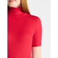 thumbnail image 4 of Time and Tru Women's Rib Turtleneck Top with Short Sleeves, Sizes XS-XXXL, 4 of 5