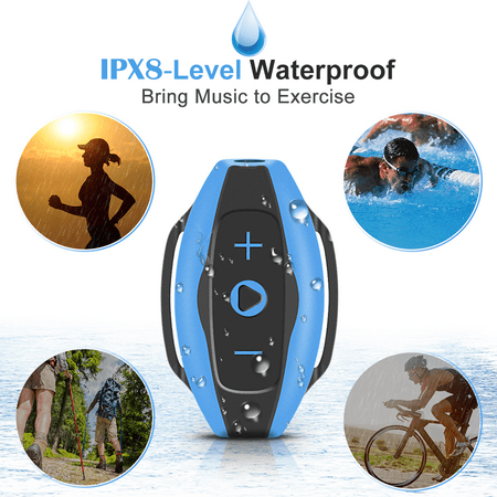 AGPTEK 8GB Waterproof MP3 Player, IPX8 Waterproof Music Player with Water Resistant Headphones for Swimming, (Best Waterproof Music Player)