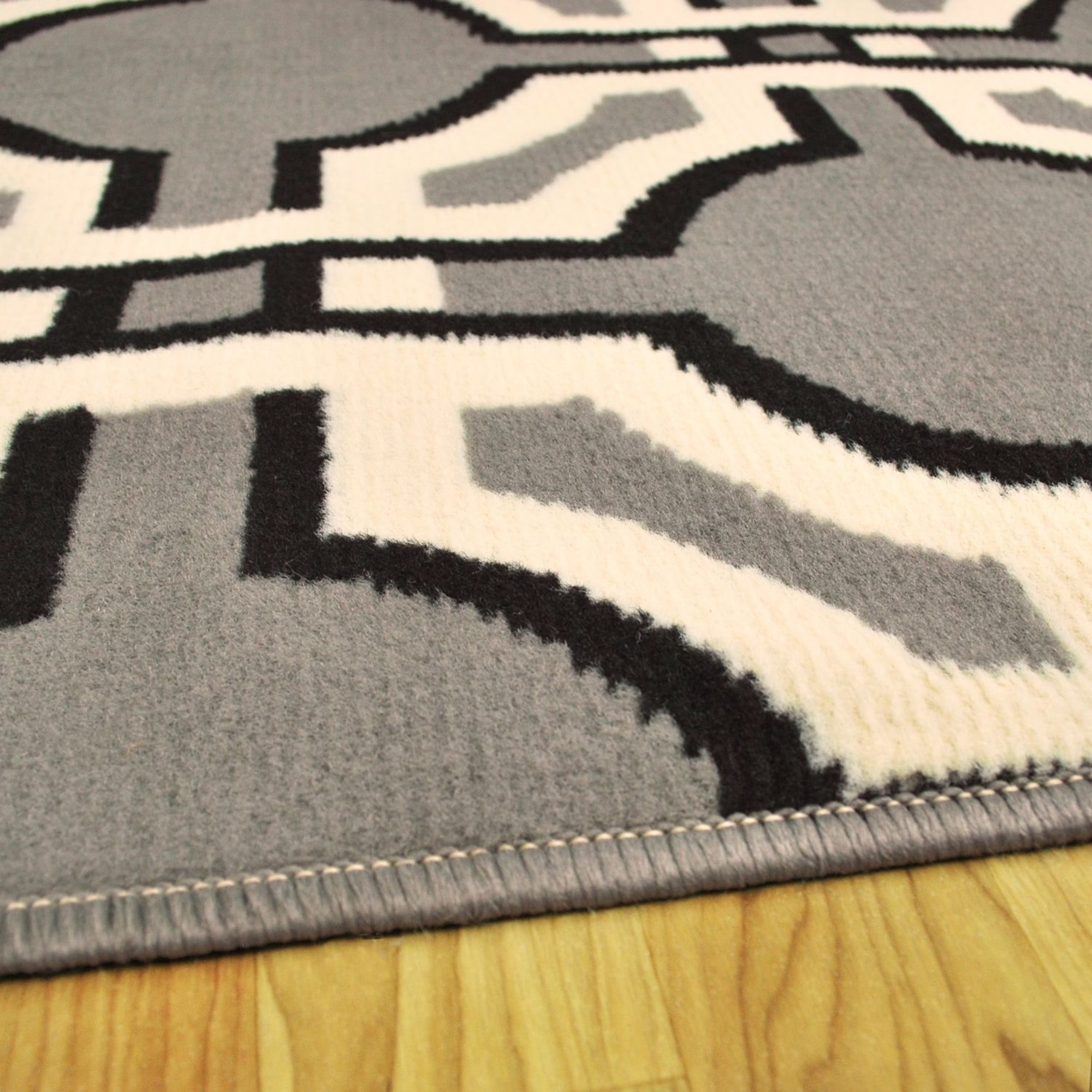 Superior Modern Geometric Art-Deco Trellis Power-Loomed Indoor Area Rug, Gray, 8' x 10'
