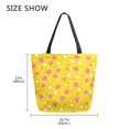 thumbnail image 5 of FORMRS Womens Canvas Tote Bag with Zipper Inner Pocket Shoulder Handbag, Pink White Stars, 5 of 7