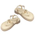 thumbnail image 3 of Sandalia de fondo grueso Forro suave Antideslizante Sandalias con estilo para mujer Sandalias para citas de verano Playa Beige 37, 3 of 8