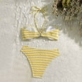 thumbnail image 3 of OWMEOT Striped Bikini Sets for Women Sexy Halter Back Braided Straps Bathing Suits Low Rise Triangle Trunks for Summer Beach Vacation, 3 of 7