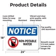 thumbnail image 2 of (2 Pack) Non-Potable Water OSHA Notice Sign 24 Inch X 18 Inch Indoor / Outdoor Rust-Free Aluminum Metal Signs for Workplace, Workshop, and Construction Site, Made in the USA, 2 of 8