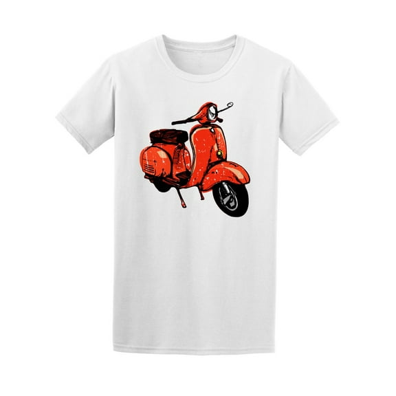Smartprints Mens Graphic Tee - Cool Vintage Red Scooter - Regular Fit 100% Cotton