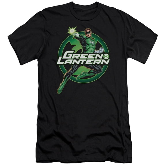 JLA Justice League Lantern Glow Premium Canvas Adult Slim Fit 30/1 T-Shirt Black