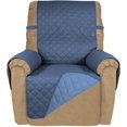 thumbnail image 1 of Housse de Sofa Inclinable Matelassée Réversible, Protège-Meubles Résistant à l'Eau, Housse de Canapé Lavable avec Sangles Élastiques pour Enfants, Chiens, Animaux (Fauteuil Inclinable, Bleu Foncé/bleu Pâle), 1 of 7