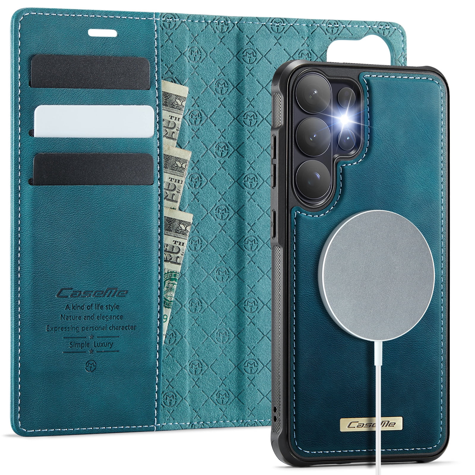 New Phone Case For Samsung Galaxy S26 Ultra, Business Leather Shockproof Flip Stand RFID Card Slots 2-in-1 Detachable Magnetic Wallet Case Cover,Green