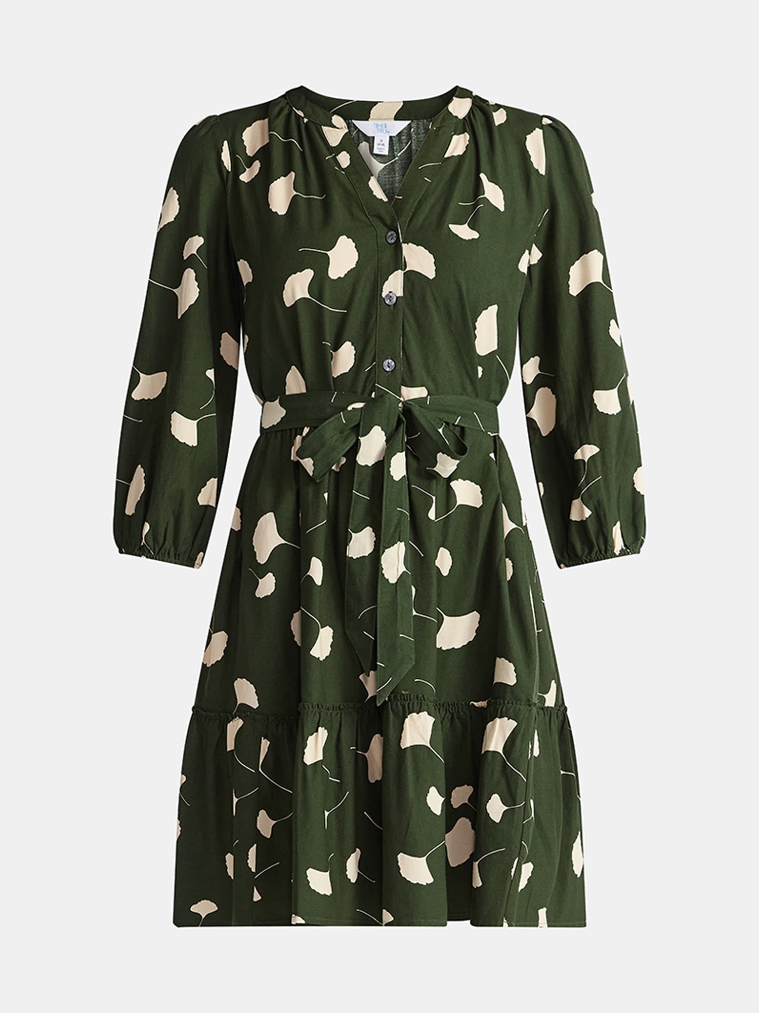 Time and Tru Women's Poplin Shirt Dress with Long Sleeves, Sizes XS-XXXL