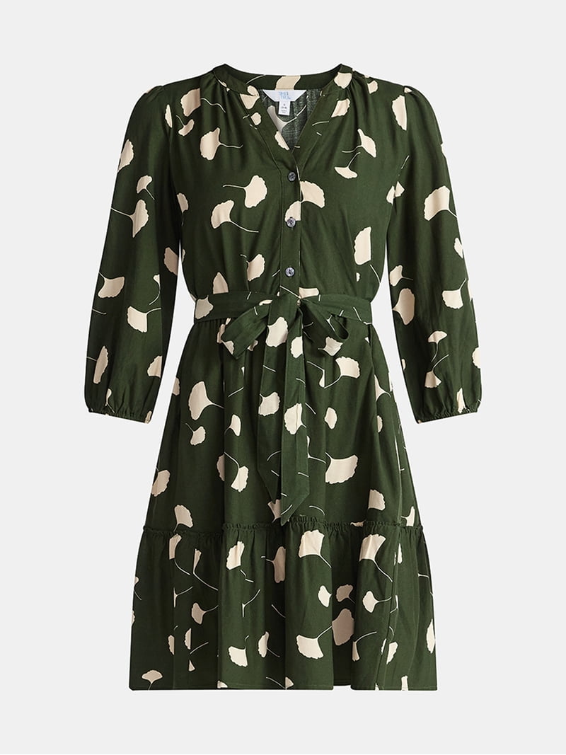 Time and Tru Women's Poplin Shirt Dress with Long Sleeves, Sizes XS-XXXL -  Walmart.com