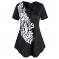 thumbnail image 2 of Tamaño grande de encaje hacia arriba camiseta impresa asimétrica Rosegal Camisetas tallas grandes, 2 of 5