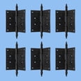 thumbnail image 2 of Renovators Supply Black Cabinet Hinge for Cabinet Door 7.5" Wrought Iron Butt Hinge Victorian Steeple Tip Rust Resistant Flush Mount Hinges w/Hardware, Pack of 6, 2 of 7