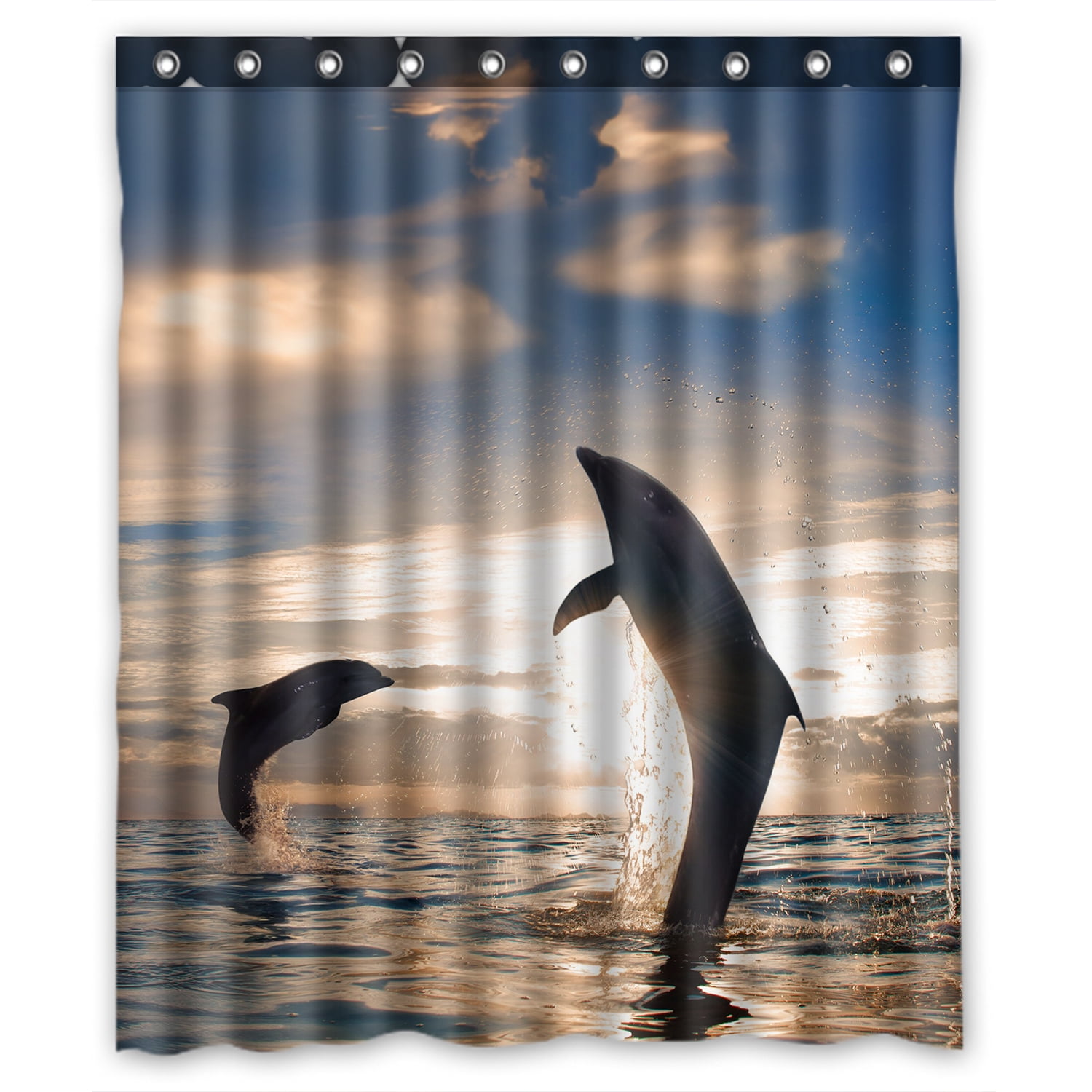 ZKGK Dolphins Waterproof Shower Curtain Bathroom Decor Sets with Hooks