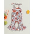 thumbnail image 5 of ZINTAOZT Toddler Baby Girls Halloween Jumpsuit Flower/Pumpkin Sleeveless Tie-up Bell-Bottoms Romper Outfit Fall Clothes, 5 of 8
