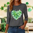 thumbnail image 6 of felwors Womens 3/4 Sleeve Crew Neck Valentine T Shirts Love Heart Printed Graphic Tee Tops (Dark Gray, XXL), 6 of 7
