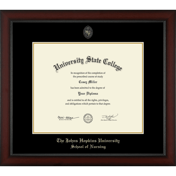 Johns Hopkins University School of Nursing Diploma Frame, Document Size 17" x 14"