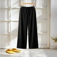 thumbnail image 6 of Tqcoqu Women's Solid Color Drawstring Elastic Waist Wide Leg Pants Casual Loungewear Long Trousers For Fall Winter, 6 of 6