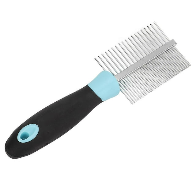 Double Sided Pet Comb Round Wide Dense Teeth Stainless Steel Cat Grooming Comb for Dogs CatsBlue