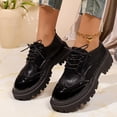 thumbnail image 2 of HEWUQI Oxford Shoes for Women Lace up Platform Wingtip Patent Leather Chunky Low Heels Round Toe Casual Work Vintage Dress Pumps Black Size 7.5, 2 of 5
