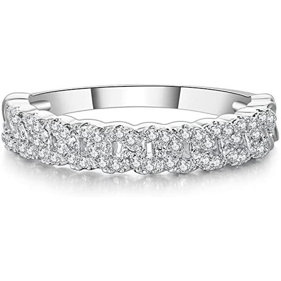 NUNCAD Stacking Rings for Women 14K Gold Plated Chain Link Ring Pave CZ Wedding Band Simple Everyday Jewelry Gifts for Women Size 5-10