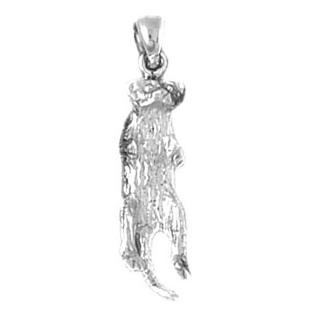 18K White Gold 3D Meerkat Pendant - 26 mm