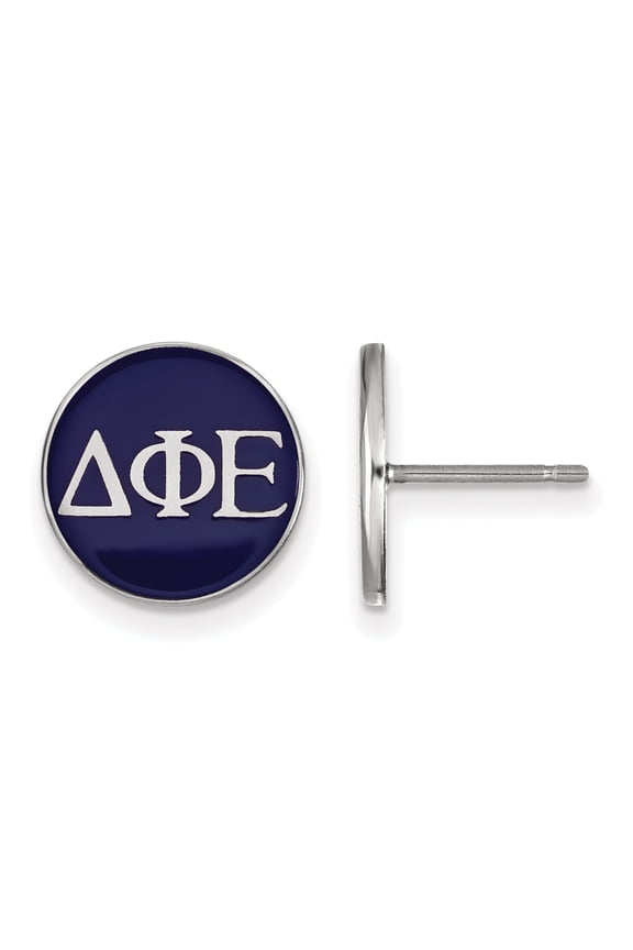 Sterling S. LogoArt Delta Phi Epsilon Enameled Post Earrings Sterling Silver Earrings