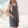 thumbnail image 3 of XXWXYD Girls Jumpsuit Sleeveless Adjustable Lace Trim Shoulder Strap Shorts with Pockets, Casual Romper for Spring Summer Fall, 3 of 8