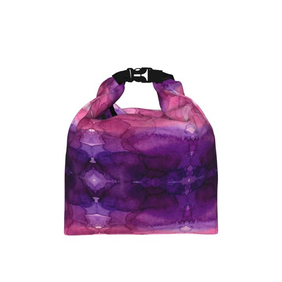 Stylish Roll-up Lunch Bag Purple Paint Insulated Lunch Tote with Handle and Buckle Bento Bag