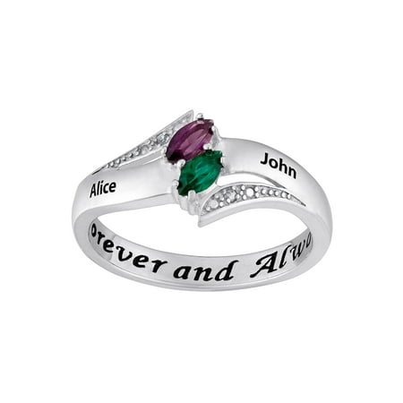 Couple's Personalized Promise Ring in Sterling Silver with Diamond ...