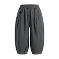 thumbnail image 3 of Lenpel Womens Capri Pants Fashion Casual High Waist Cropped Harem Pants with Pockets Lightweight Comfy Capris Slacks, 3 of 7