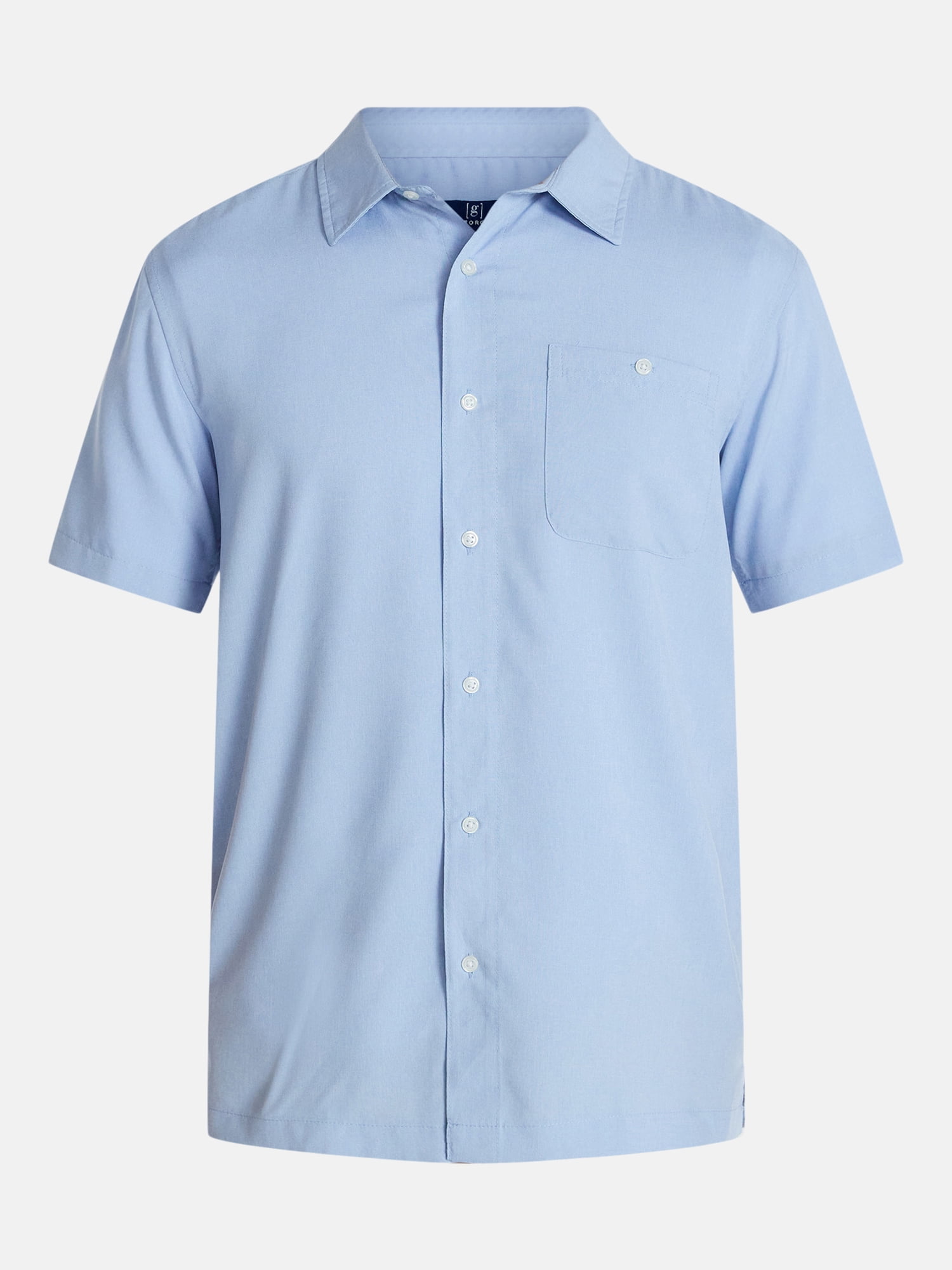 George Men's & Big Men's Regular Fit Microfiber Button-Up Shirt with Short Sleeves, Sizes XS-5XL