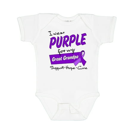 

Inktastic I Wear Purple for My Great Grandpa-Support Hope Cure Gift Baby Boy or Baby Girl Bodysuit