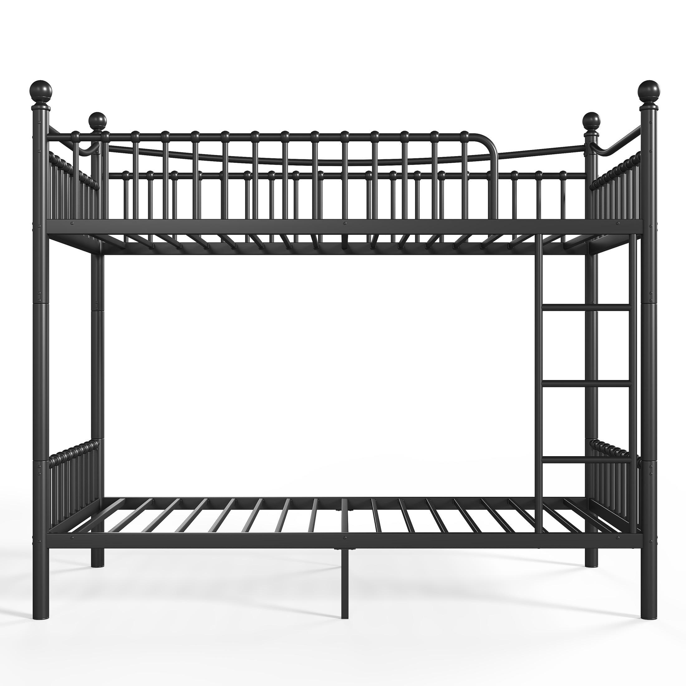 GDF Studio Twin XL over Twin XL Metal Bunk Bed with Curved Guardrails, Round Tube Frame, Black