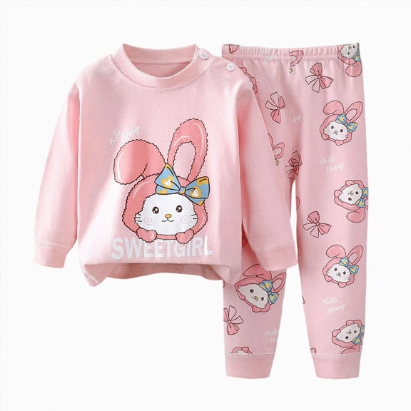REgarm Girl Baby Clothes Toddler Fall Winter Outfit Cute Cartoon Print Shirt and Pant 2Pcs Set for Loungewear Casualwear