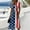 Blue, variant on 250th Anniversary Dress for Women - Patriotic Stars and Stripes V-Neck Short Sleeve A-Line Midi Dress - Independence Day 1776-2026 Party Wear Camel XXL